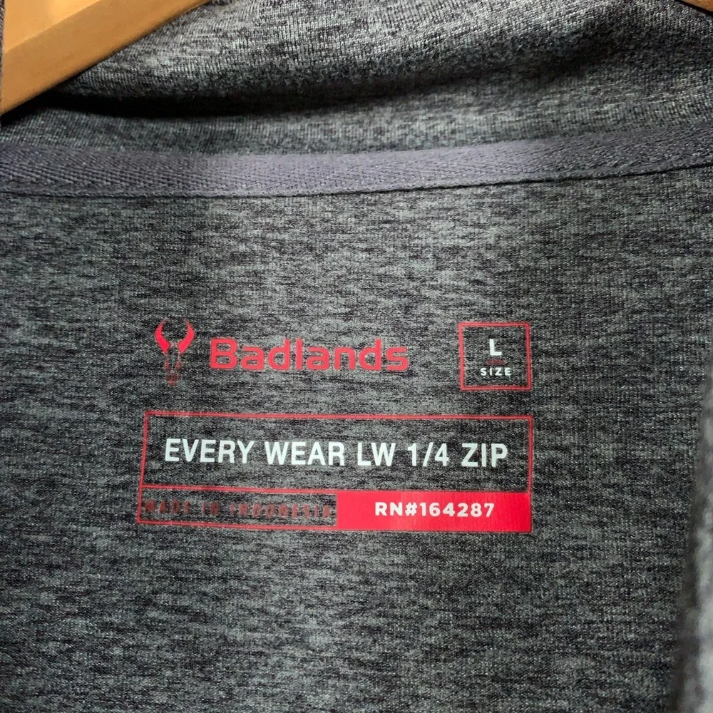 Badlands Every Wear LW 1/4 Zip Pullover Men's Large Gray Heather Outdoor Stretch